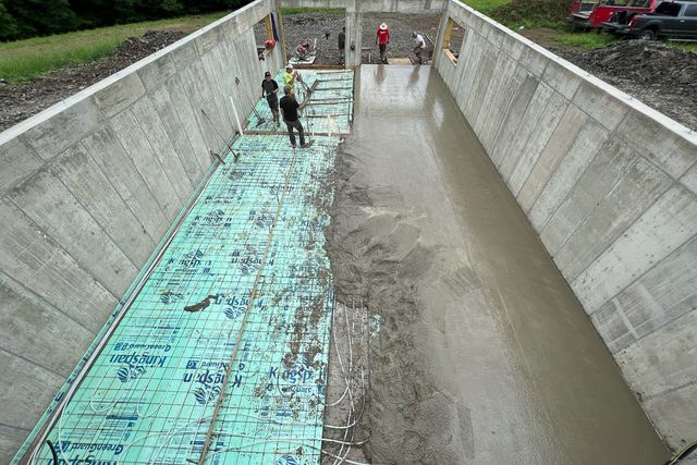 Insulation and mesh as the slab is poured