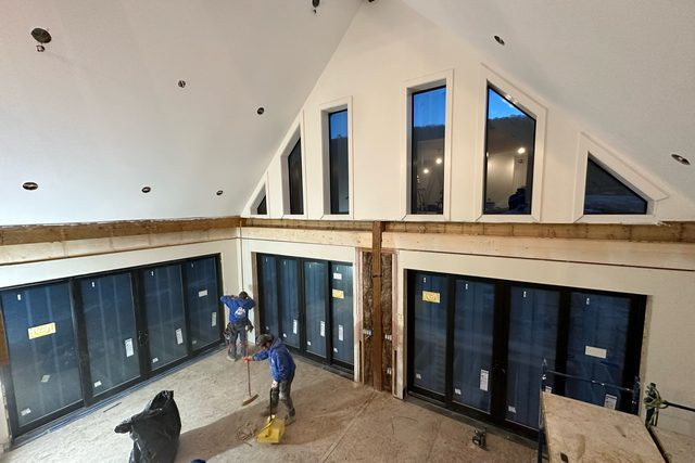 Great room during construction